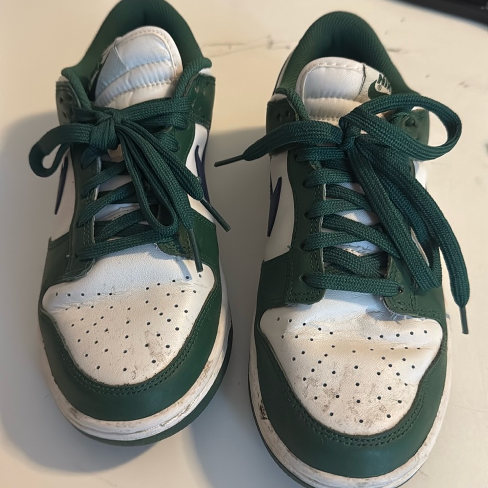 Nike Green and White Low-Top Athletic Sneakers